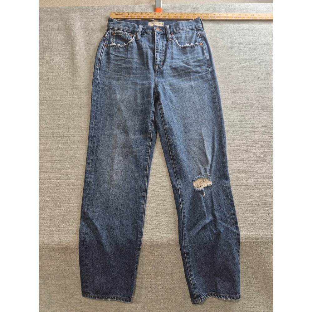 Madewell Jeans Womens 26 Blue Denim Medium Wash Classic Distressed Straight Leg‎
